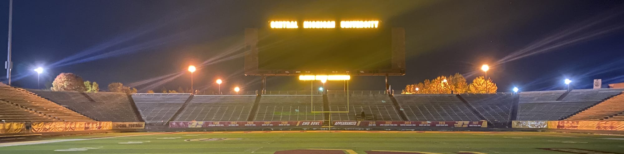 empty football stadium at night under the lights Virginia Beach